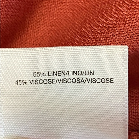 ANNE KLEIN / Rust Linen Blend Sleeveless Dress with Tie Belt Size 6 - Picture 4 of 13